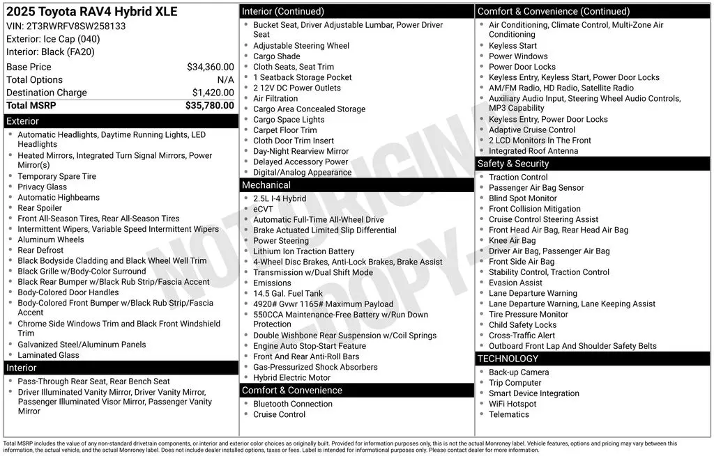 2025 Toyota RAV4 - $31,082