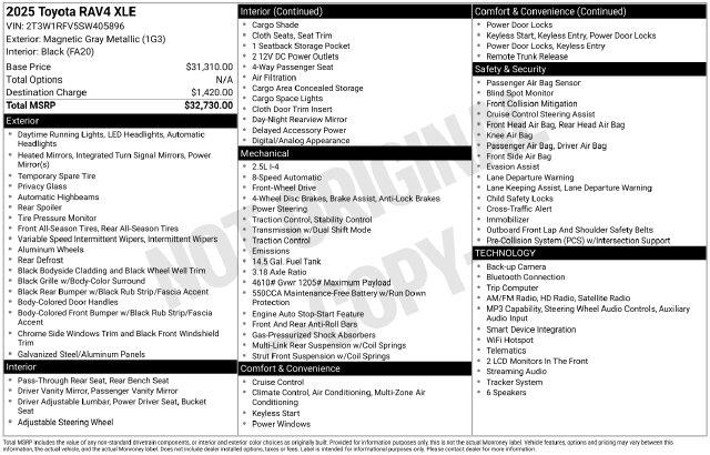 2025 Toyota RAV4 - $28,903
