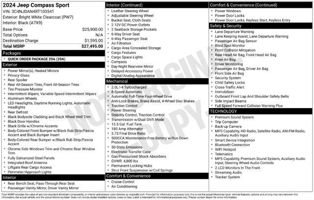 2024 Jeep Compass - $19,995