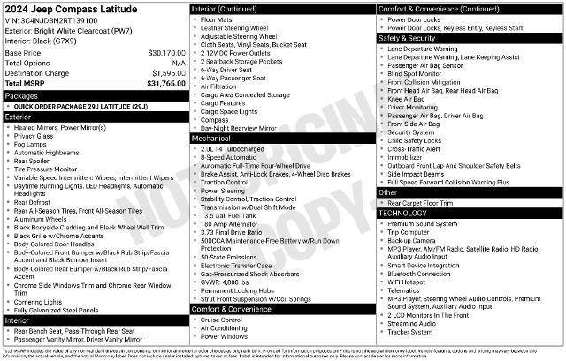 2024 Jeep Compass - $18,995