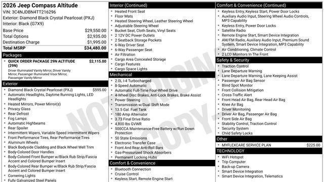 2026 Jeep Compass Latitude Altitude