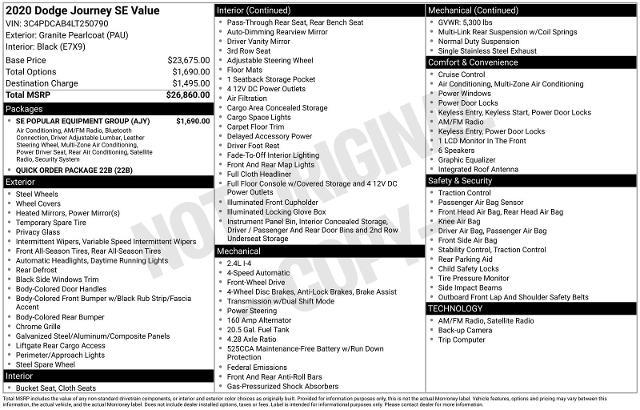 2020 Dodge Journey - $12,948