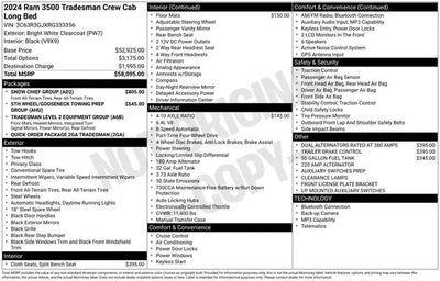 2024 RAM 3500 4X4 Tradesman 4DR Crew Cab 8 FT. LB SRW Pickup