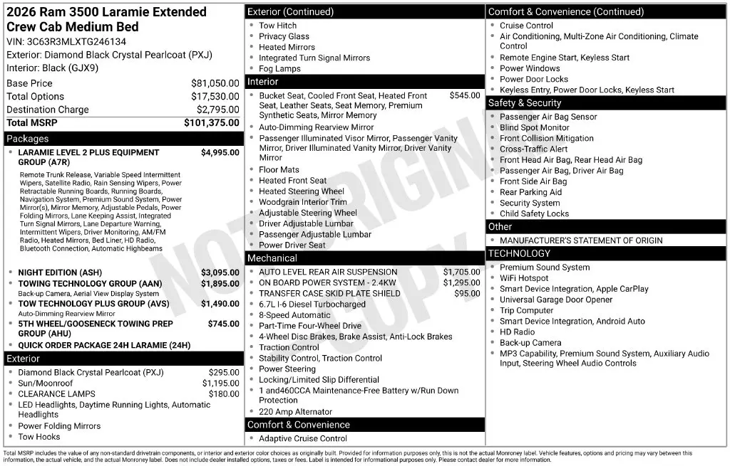 2026 Ram 3500 - $84,999