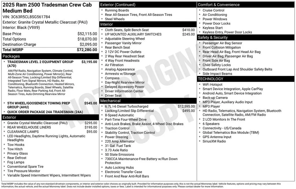 2025 Ram 2500 - $54,001