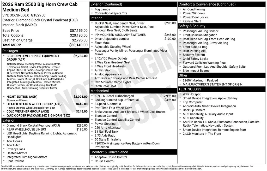 2026 Ram 2500 - $85,998
