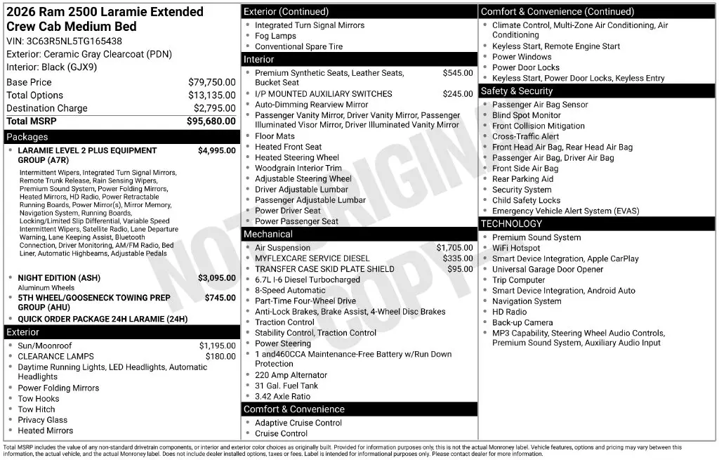 2026 Ram 2500 - $78,599