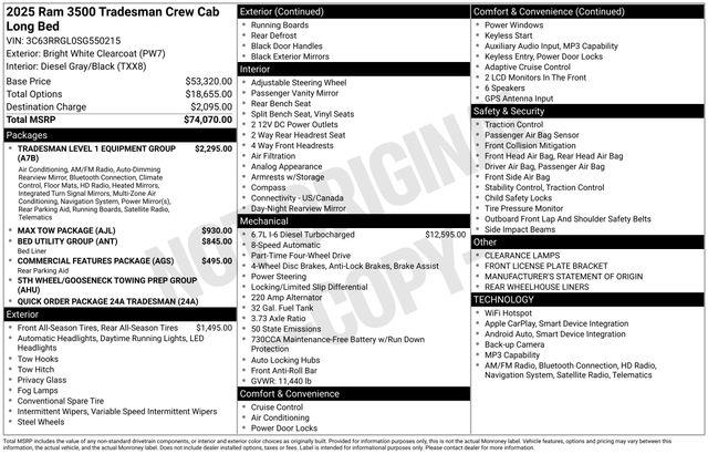 2025 Ram 3500 - $58,991