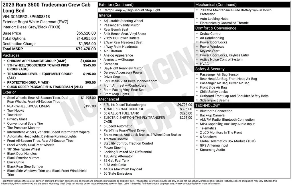 2023 Ram 3500 - $48,901