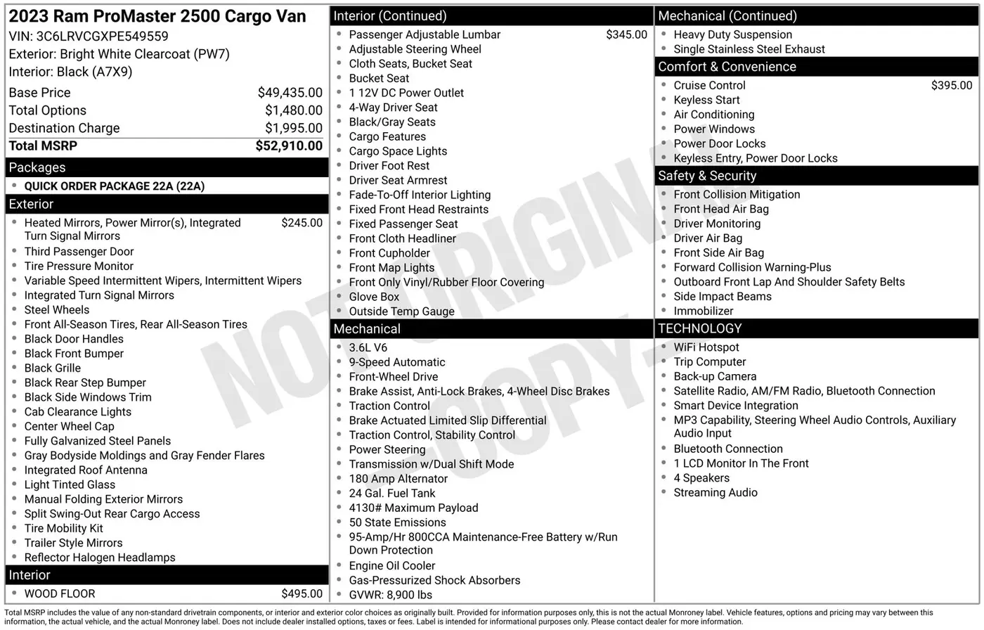 2023 Ram ProMaster 2500 - $23,257