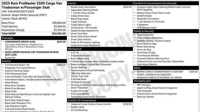 2025 Ram ProMaster Tradesman 2500