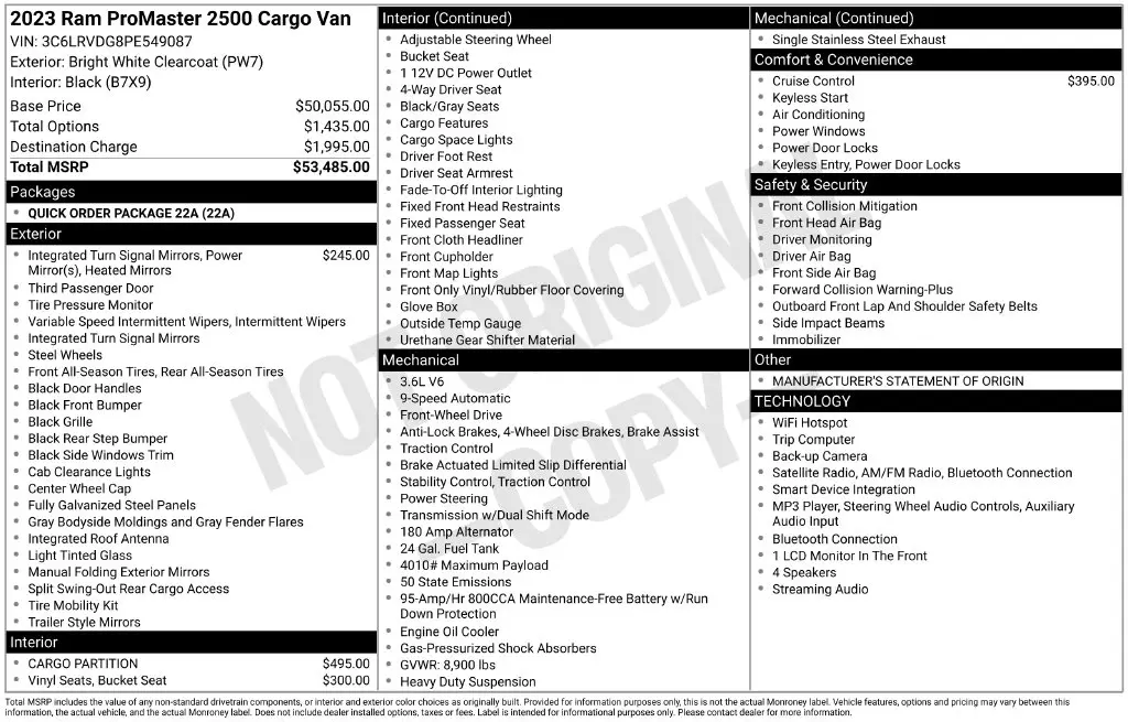 2023 Ram ProMaster 2500 - $25,578