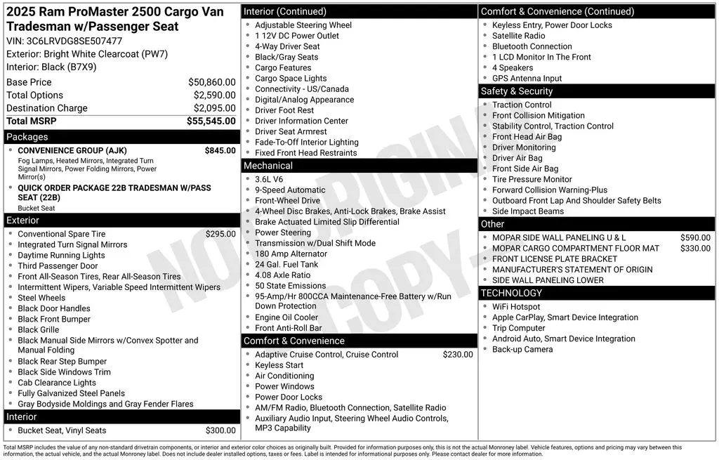 2025 Ram ProMaster 2500 - $31,300