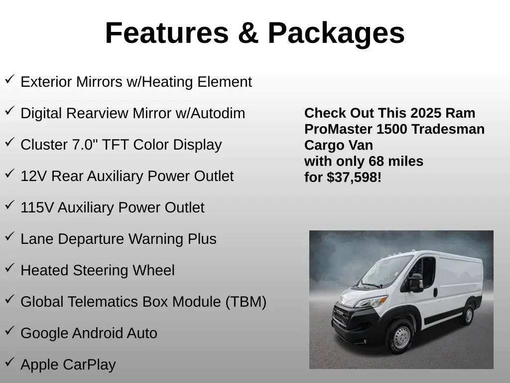 2025 Ram ProMaster 1500 - $37,598