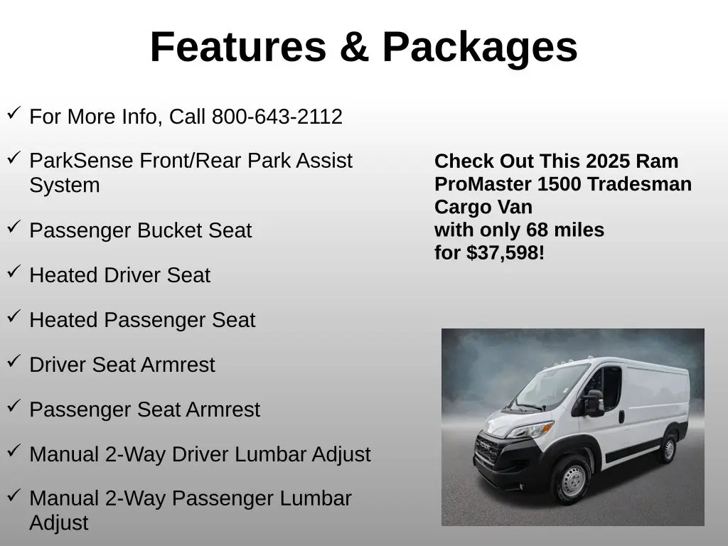 2025 Ram ProMaster 1500 - $37,598