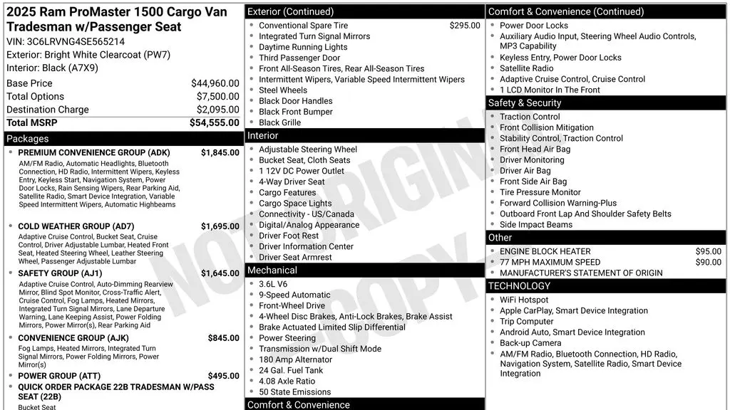2025 Ram ProMaster Tradesman 1500