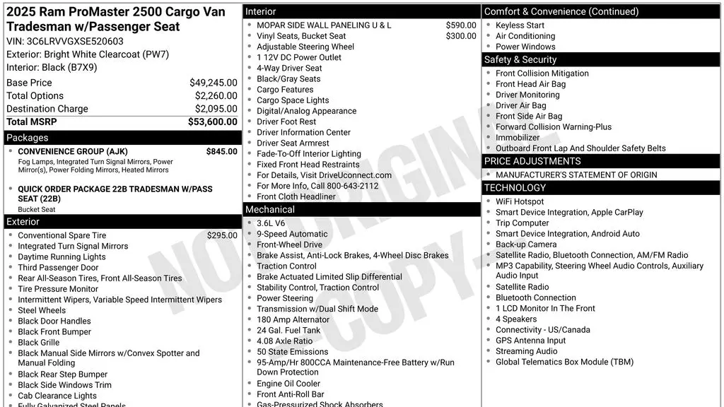 2025 Ram ProMaster Tradesman 2500