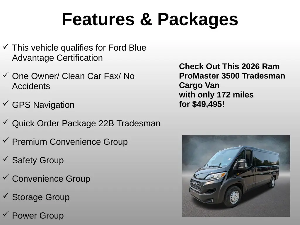 2026 Ram ProMaster 3500 - $49,495