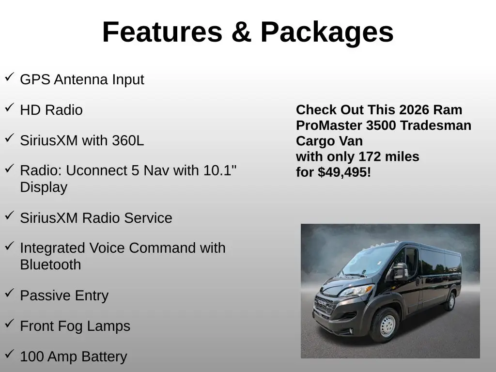 2026 Ram ProMaster 3500 - $49,495