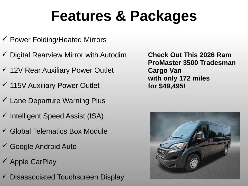 2026 Ram ProMaster 3500 - $49,495