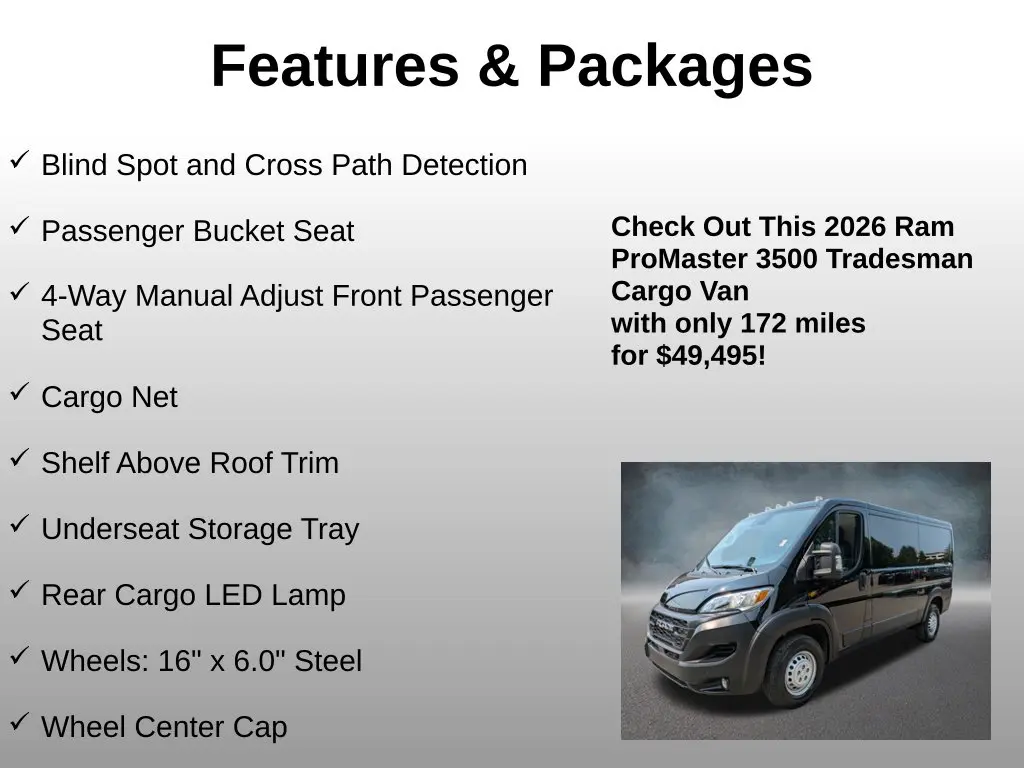 2026 Ram ProMaster 3500 - $49,495