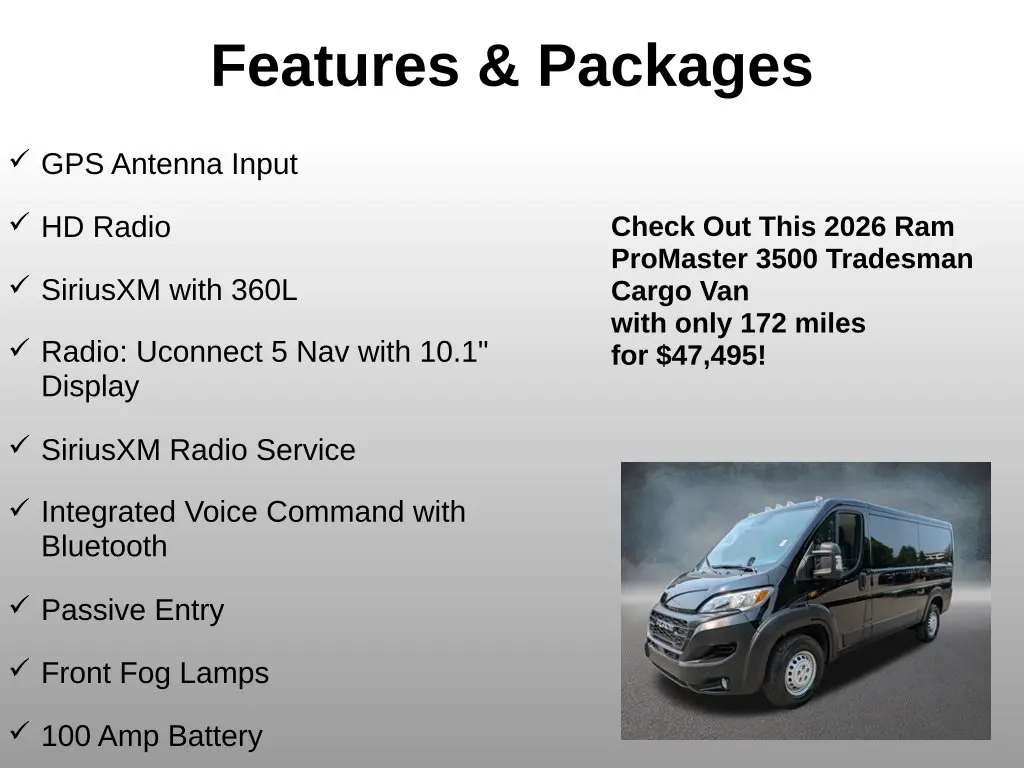 2026 Ram ProMaster 3500 - $47,495
