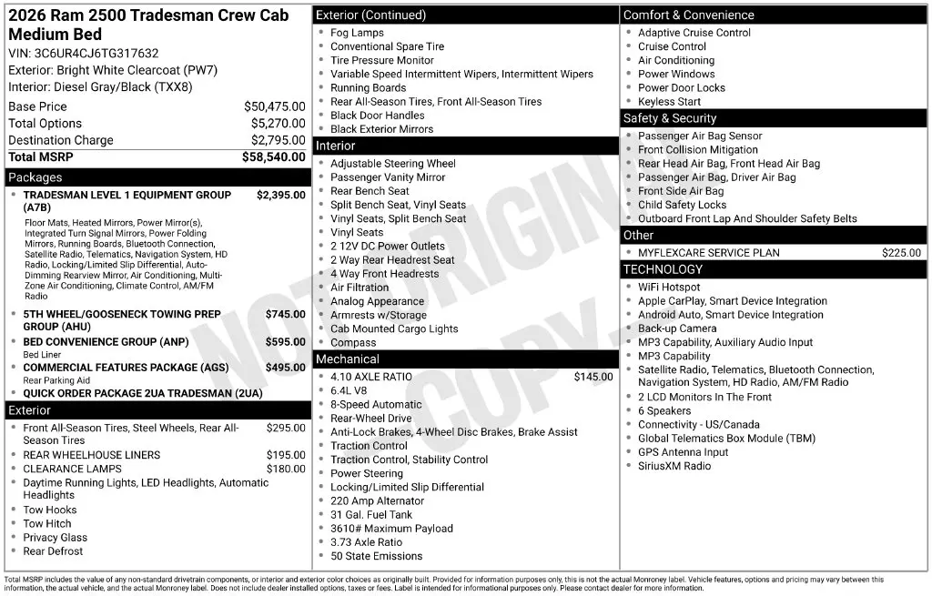 2026 Ram 2500 - $48,985