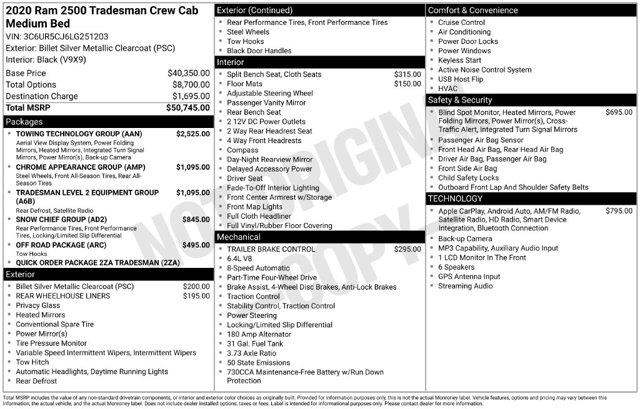 2020 Ram 2500 - $30,496