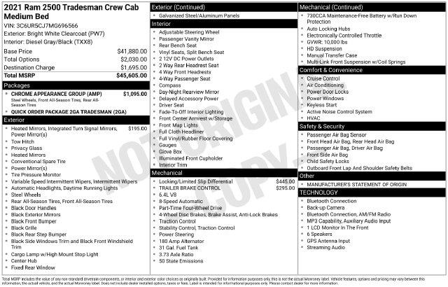 2021 Ram 2500 - $35,379