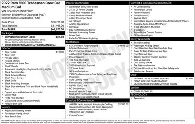 2022 RAM 2500 4X4 Tradesman 4DR Crew Cab 6.3 FT. SB Pickup