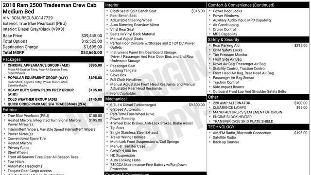 Preowned 2018 Ram 2500 Tradesman for Sale