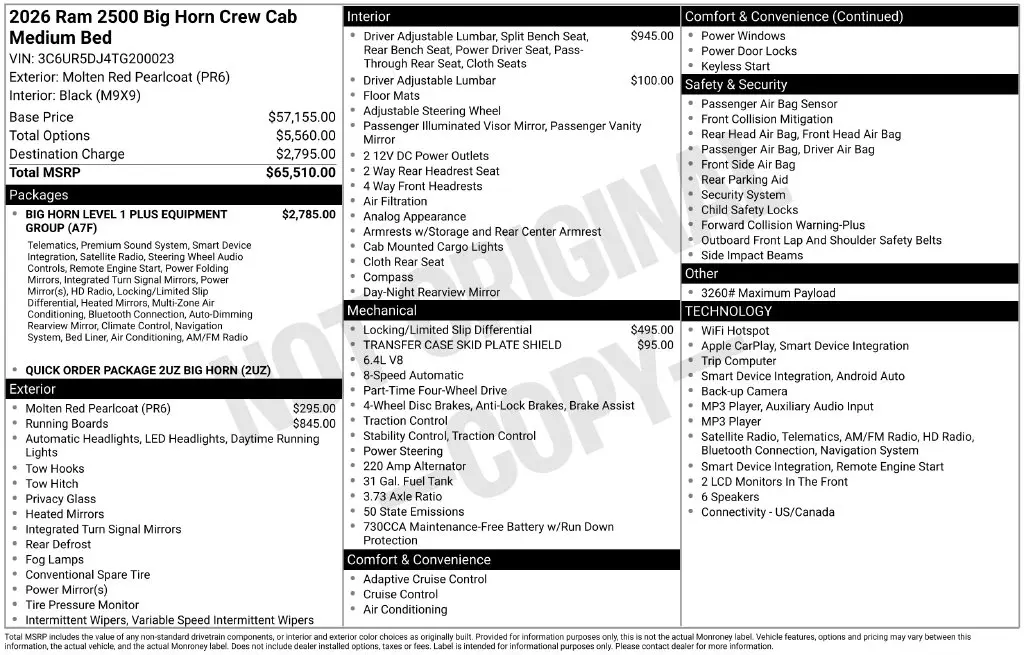 2026 Ram 2500 - $45,747