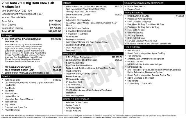 2026 Ram 2500 - $58,642