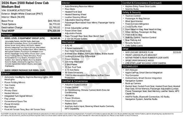 2026 Ram 2500 - $67,231