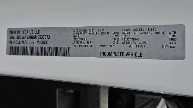 2021 Ram ProMaster 3500 159 WB