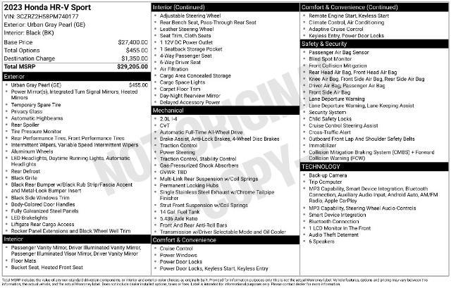 2023 Honda HR-V - $25,900