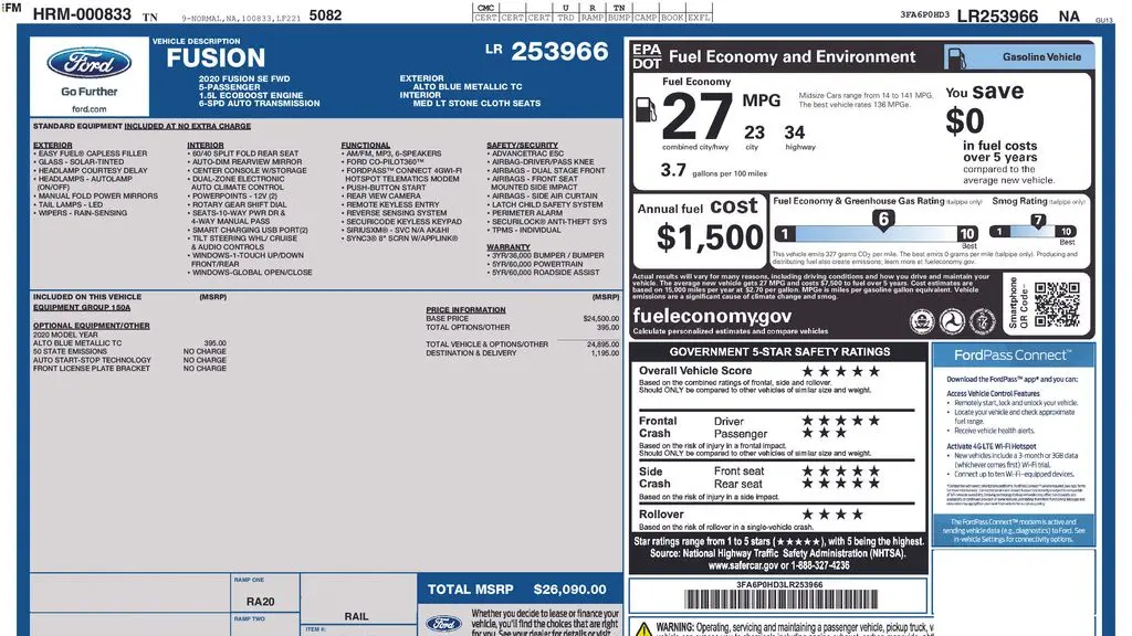 2020 Ford Fusion SE