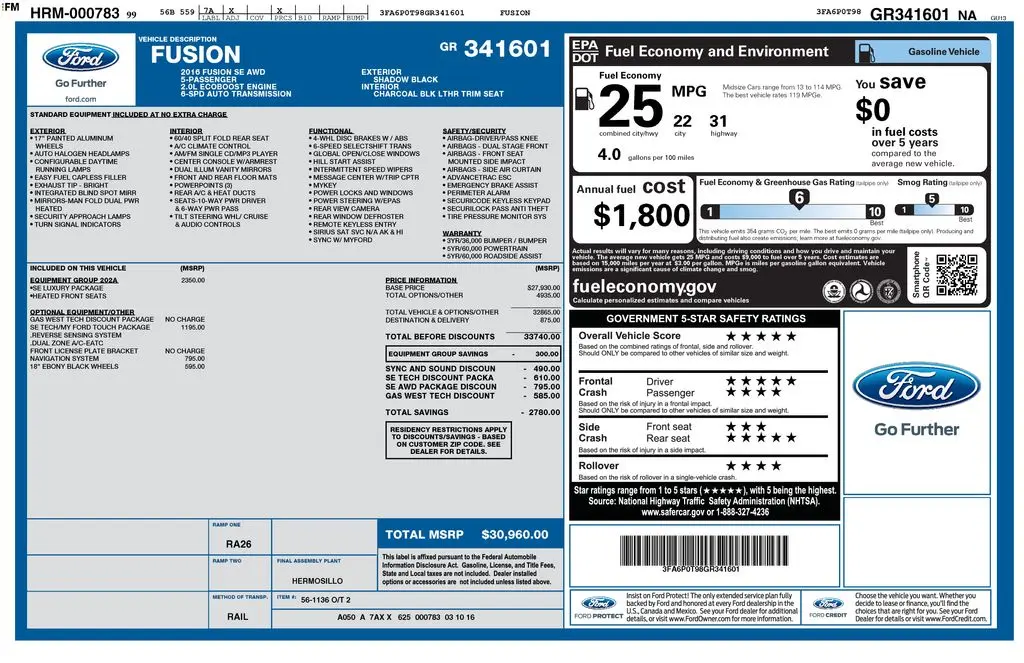 2016 Ford Fusion - $5,502