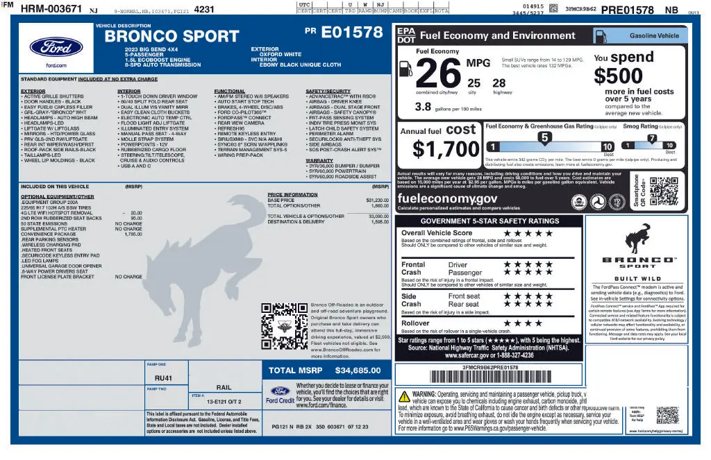 2023 Ford Bronco - $25,900