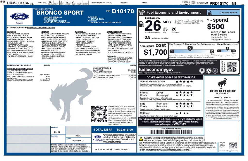 2023 Ford Bronco - $25,501