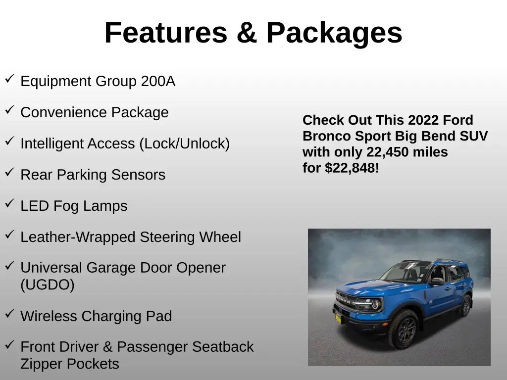 2022 Ford Bronco - $22,848