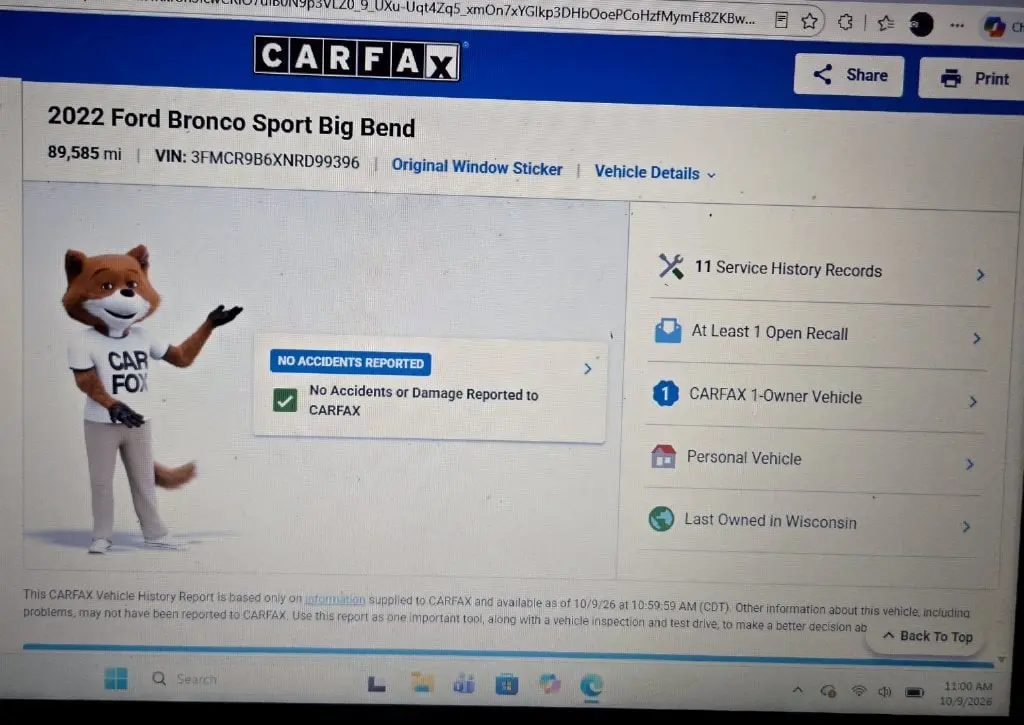 2022 Ford Bronco - $18,272