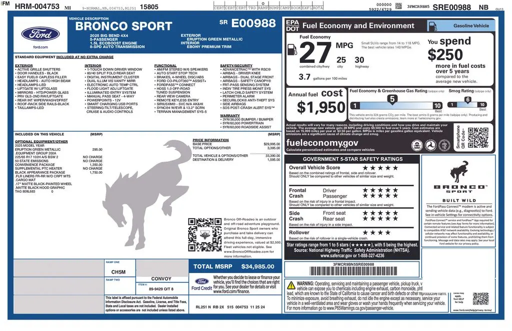 2025 Ford Bronco - $28,701
