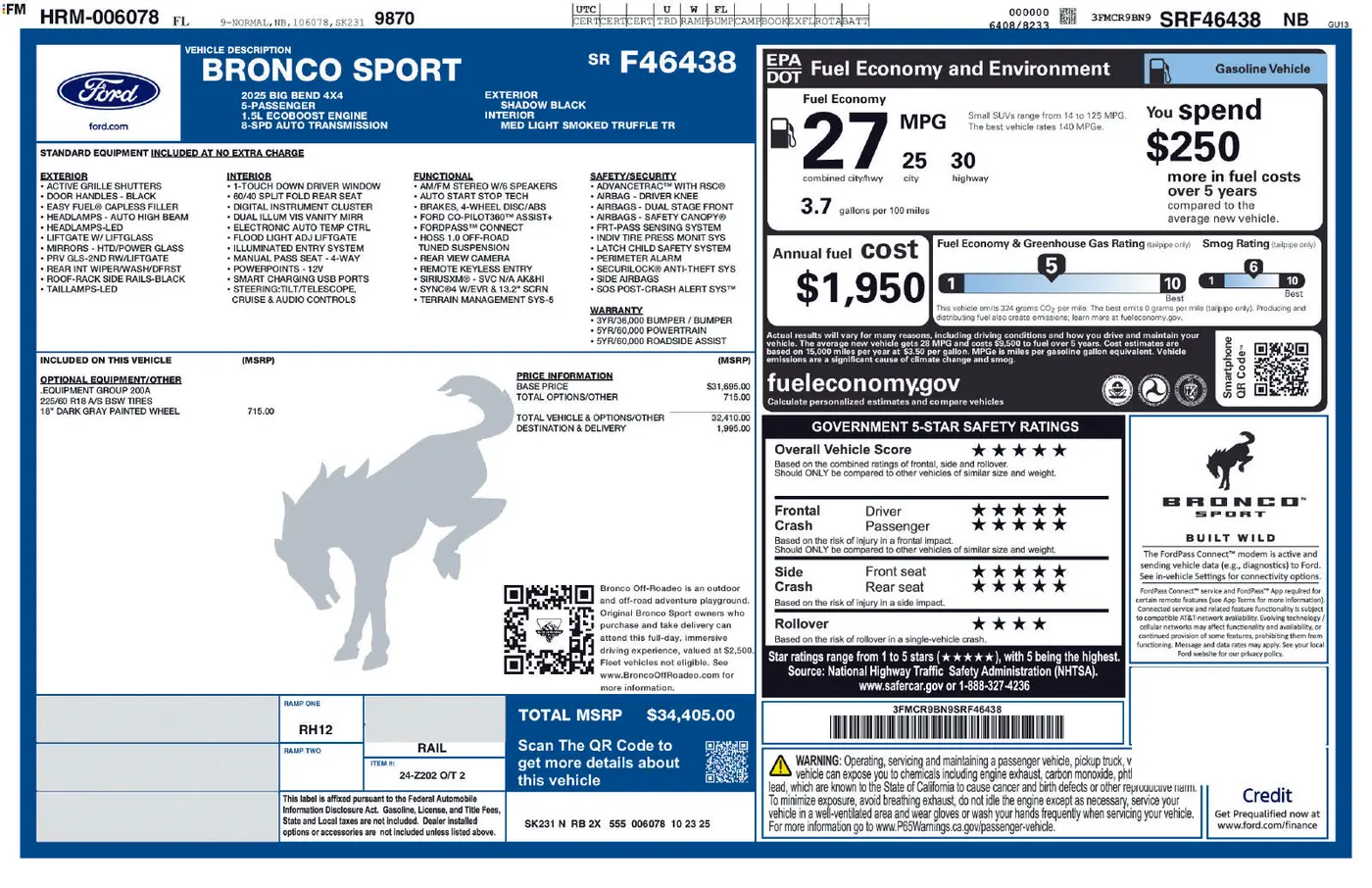 2025 Ford Bronco - $25,788