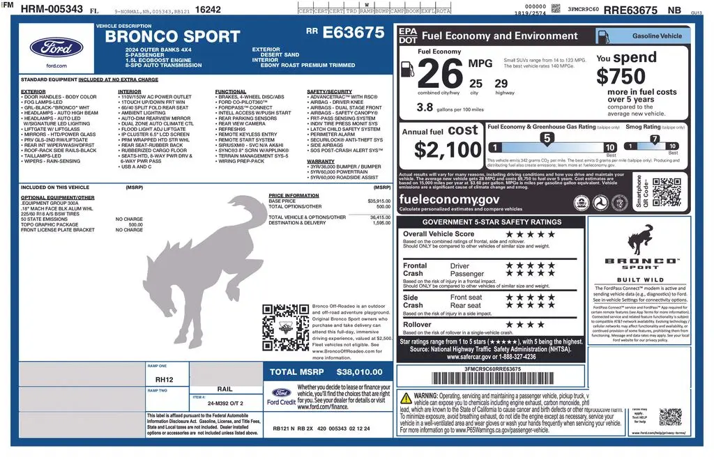 2024 Ford Bronco Sport Outer Banks — photo 1 of 7