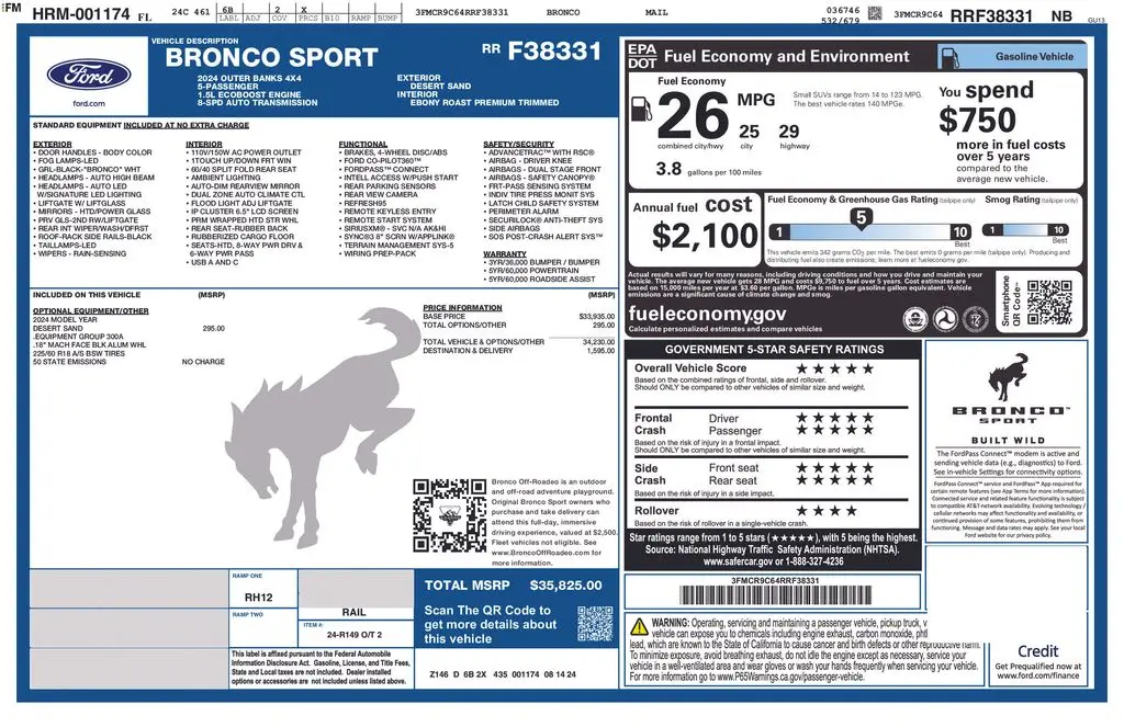 2024 Ford Bronco Sport Outer Banks — photo 1 of 7
