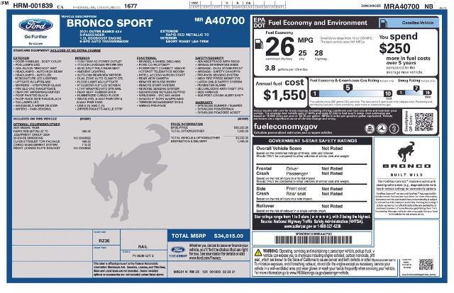 2021 Ford Bronco - $24,285