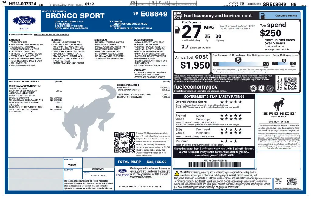 2025 Ford Bronco - $30,995
