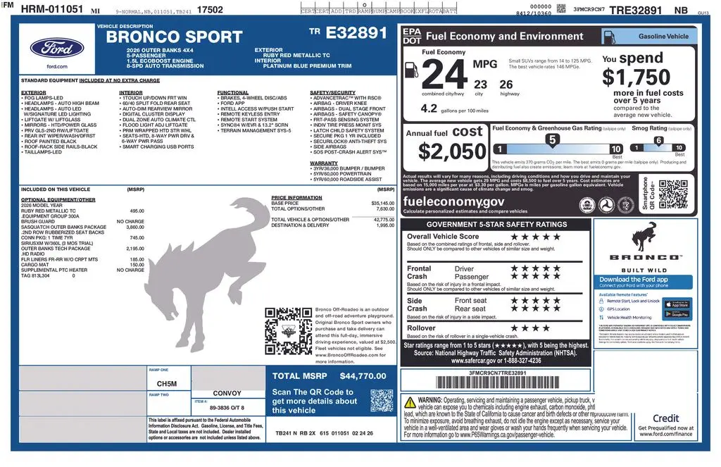 2026 Ford Bronco - $37,995