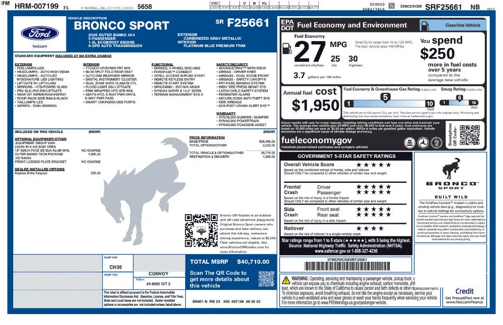 2025 Ford Bronco - $30,900